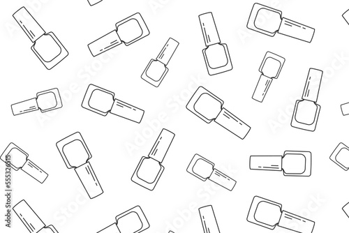 doodle pattern with nail polish elements, background with doodle icons of manicure supplies. poster, banner with white background