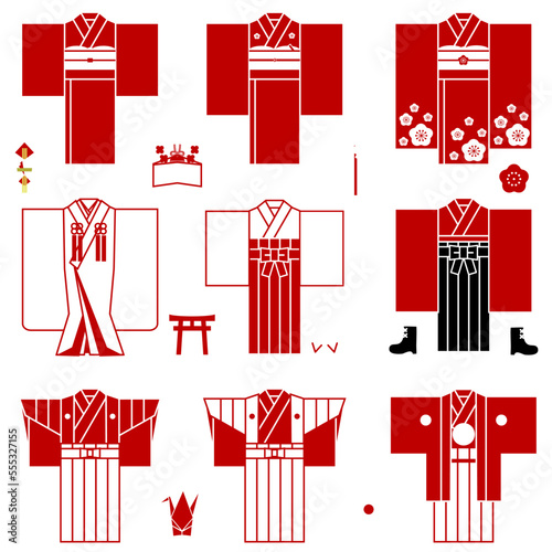 This is a set of Japanese kimono icons.