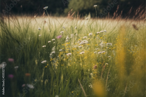 field of grass and flowers