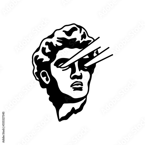 vector illustration of greek statue with eyes concept