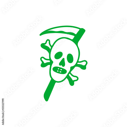vector illustration of a skull and scythe