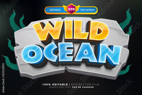 wild ocean cartoon adventure Bold 3D Editable text Effect Style