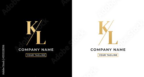 KL logo letter or KL letter logo vector on white and black background. KL letter logo with go concept. Elegant gold colored KL letter logo. Suitable for company logos with the initials K And L.