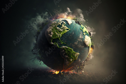Concept of global warning, climate change and dying Earth. photo