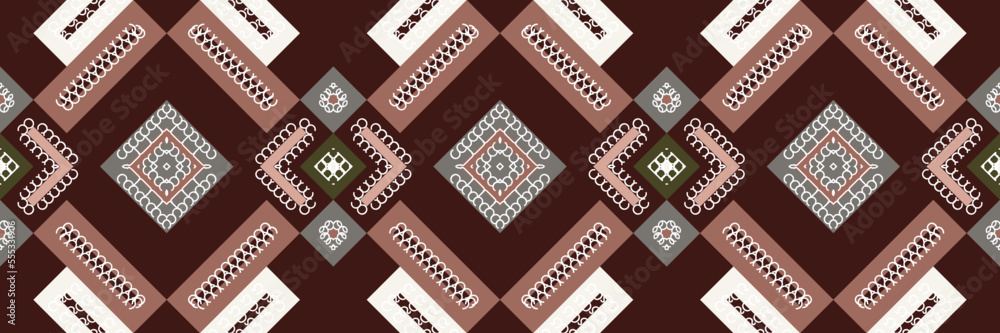 Fototapeta premium Ikat Seamless Pattern ikat vector batik textile seamless pattern digital vector design for Print saree Kurti Borneo Fabric border brush symbols swatches designer