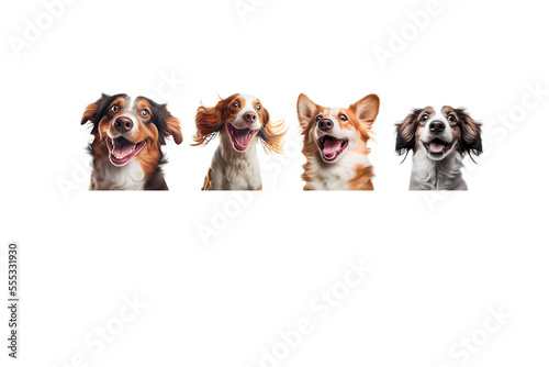 group of dogs with blank sign
