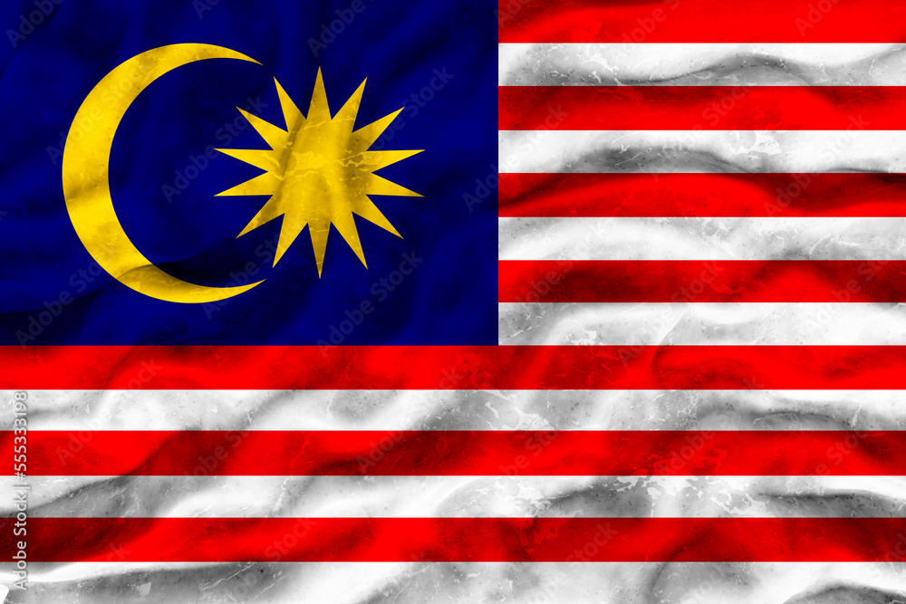 National flag of Malaysia. Background  with flag of Malaysia