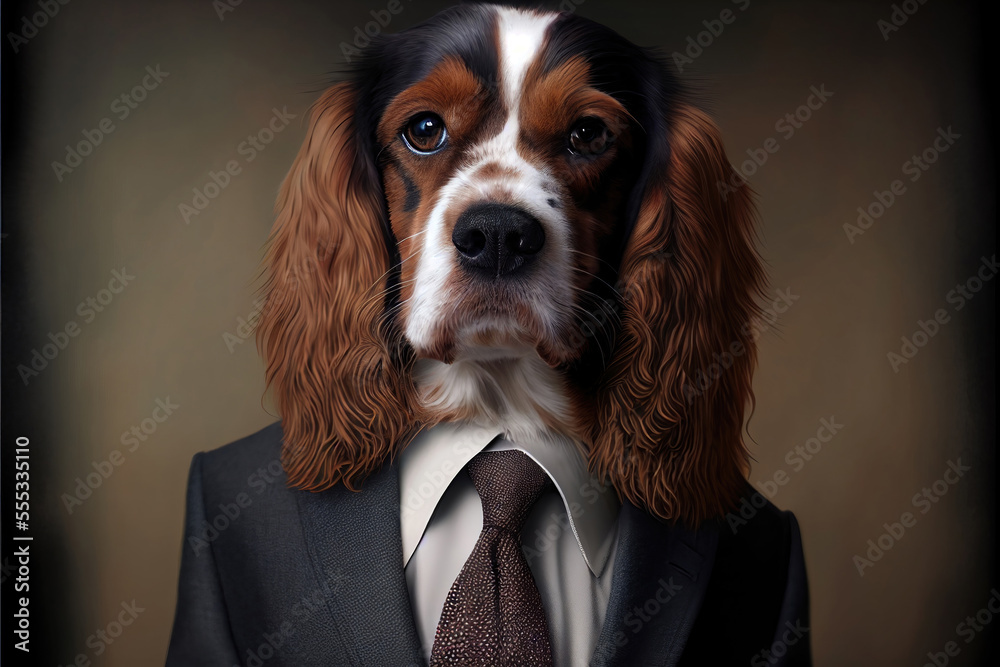 Portrait of dog in a business suit, generative ai Stock Illustration ...