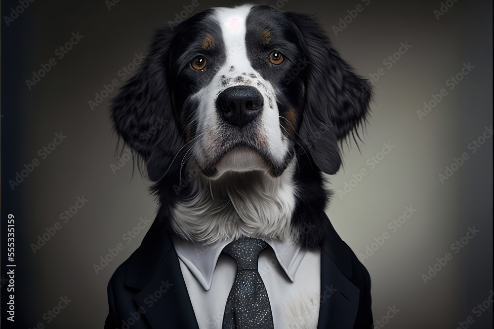 Portrait of dog in a business suit, generative ai Stock Illustration ...