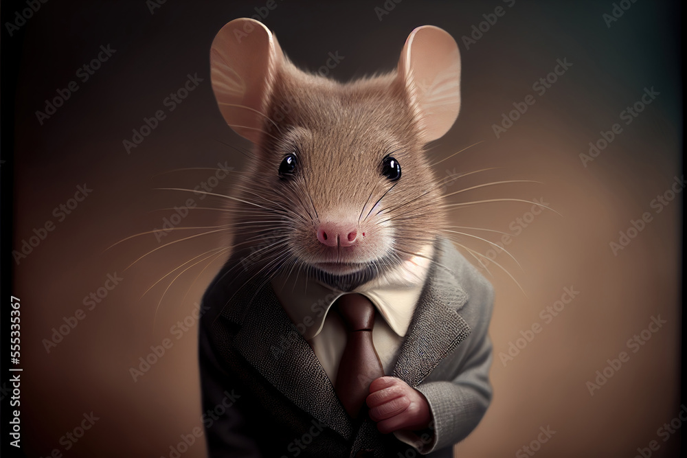 Portrait of mouse in a business suit, generative ai - obrazy, fototapety, plakaty 