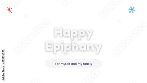 happy Epiphany wish with blueish transparent background photo