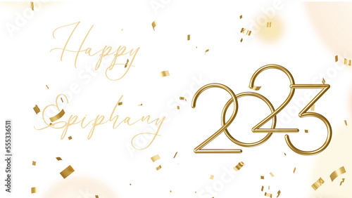 happy Epiphany wish with gold glitter foils transparent background photo