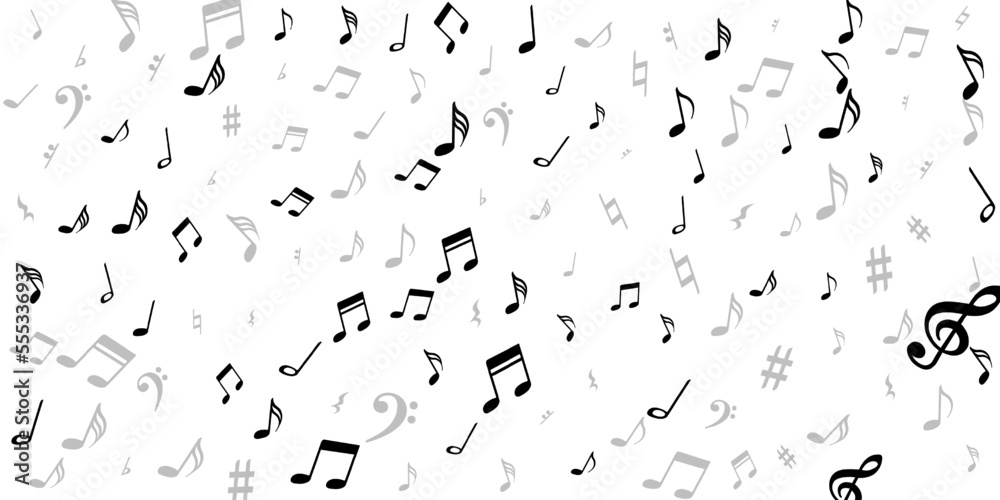 Music note icons vector background. Melody