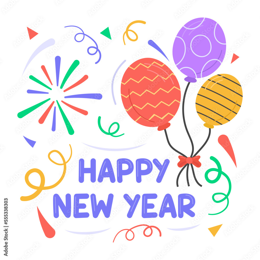 Happy new year balloons vector in trendy and modern style Happy new year balloons vector in trendy and modern style