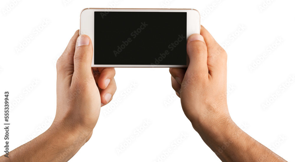 Hand holding mobile phone with blank screen Hand holding mobile phone with blank screen