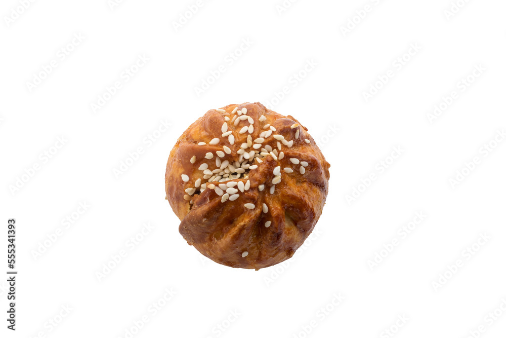 Close shoot Siew Bao, baked flaky BBQ bun photo isolated on transparent background png photo Close shoot Siew Bao, baked flaky BBQ bun photo isolated on transparent background png photo