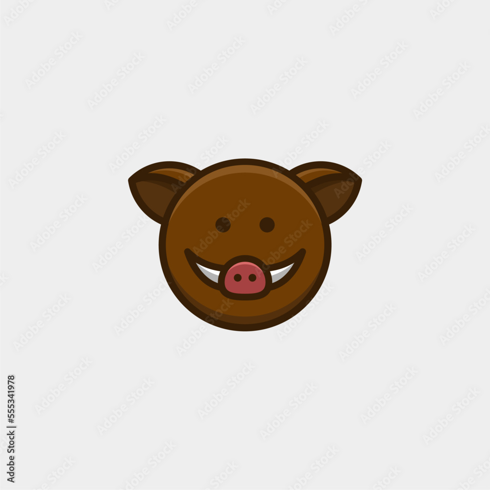 Obraz premium cute boar cartoon design logo