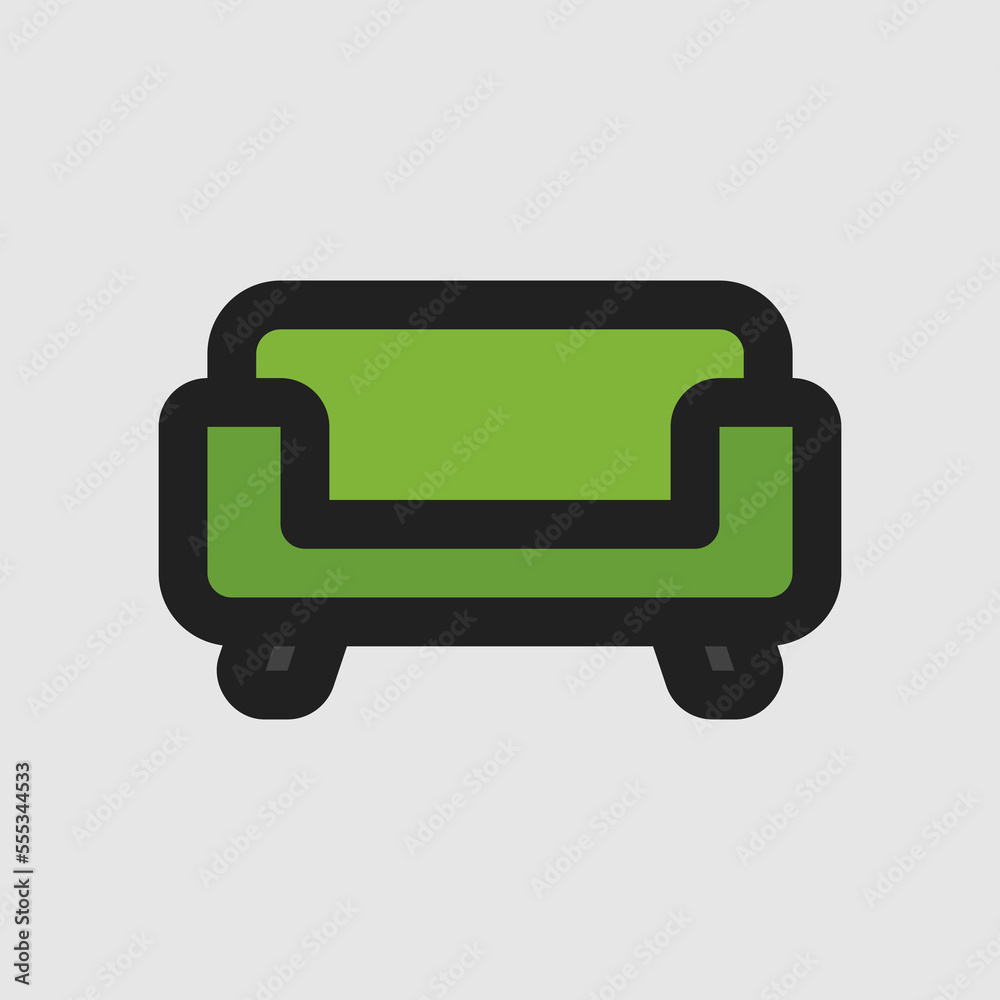 Sofa icon in filled line style about furniture, use for website mobile app presentation Sofa icon in filled line style about furniture, use for website mobile app presentation