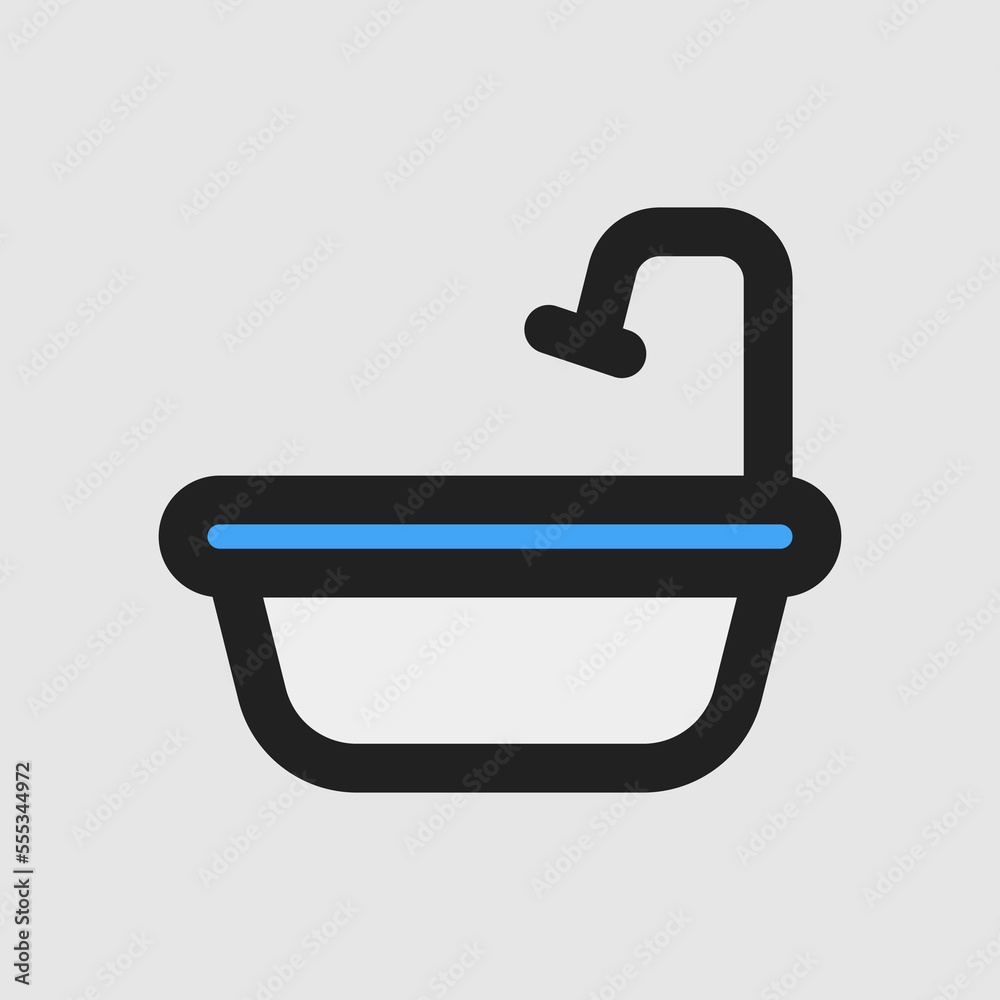Bathtub icon in filled line style about furniture, use for website mobile app presentation Bathtub icon in filled line style about furniture, use for website mobile app presentation