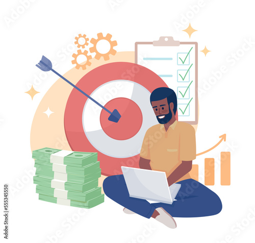 Successful business flat concept vector illustration. Boost revenue. Editable 2D cartoon character on white for web design. Target campaign creative idea for website, mobile, presentation