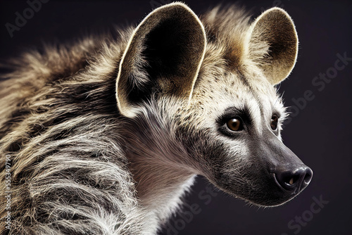 Studio portrait of african hyena as animal illustration (Generative AI)