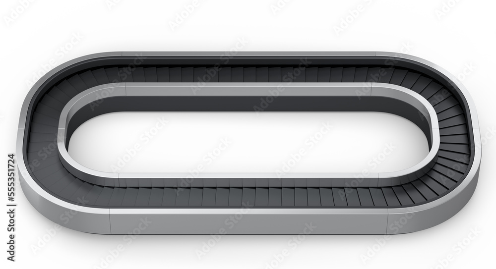 Airport luggage conveyor belt from baggage claim area on white background. Airport luggage conveyor belt from baggage claim area on white background.