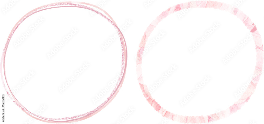 Vector Pink Pastel Frames with Copyspace, Circle frame, white background