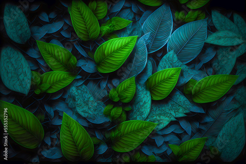 Background of lush green leaves Generative AI 