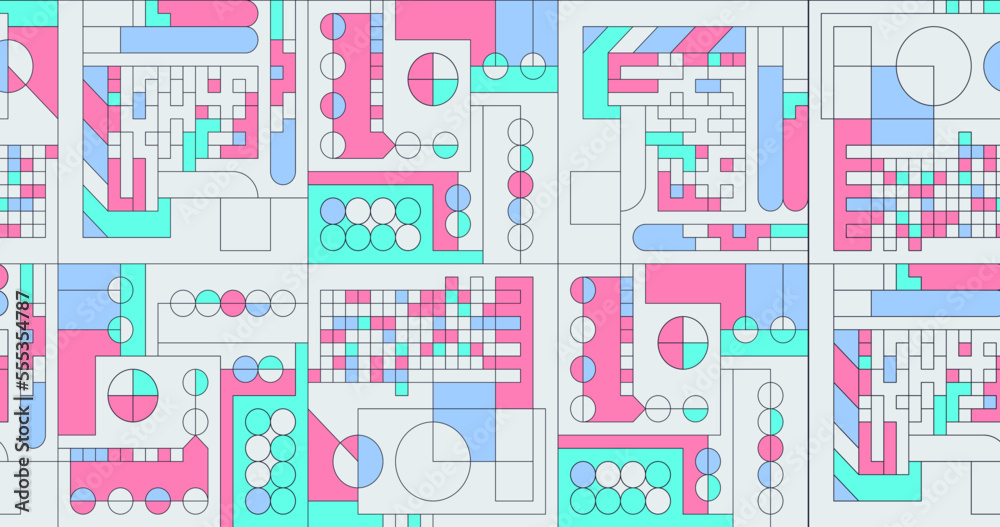 Obraz premium Fashion minimal illustration art. Abstract geometry mix. Seamless pattern design