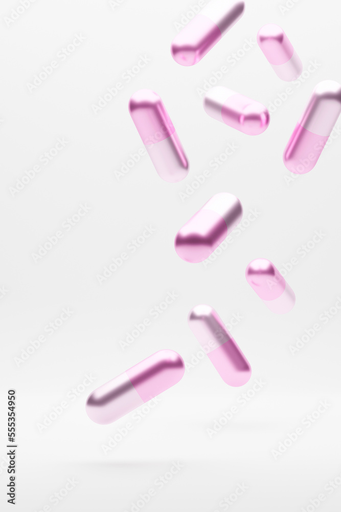 Pink medicinal capsule pills. 3d rendering Pink medicinal capsule pills. 3d rendering