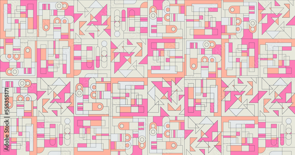 Fashion minimal illustration art. Abstract geometry mix. Seamless pattern design
