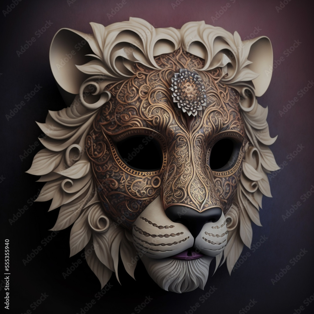 Lion Mask Full Face Mask - Generated by Generative AI