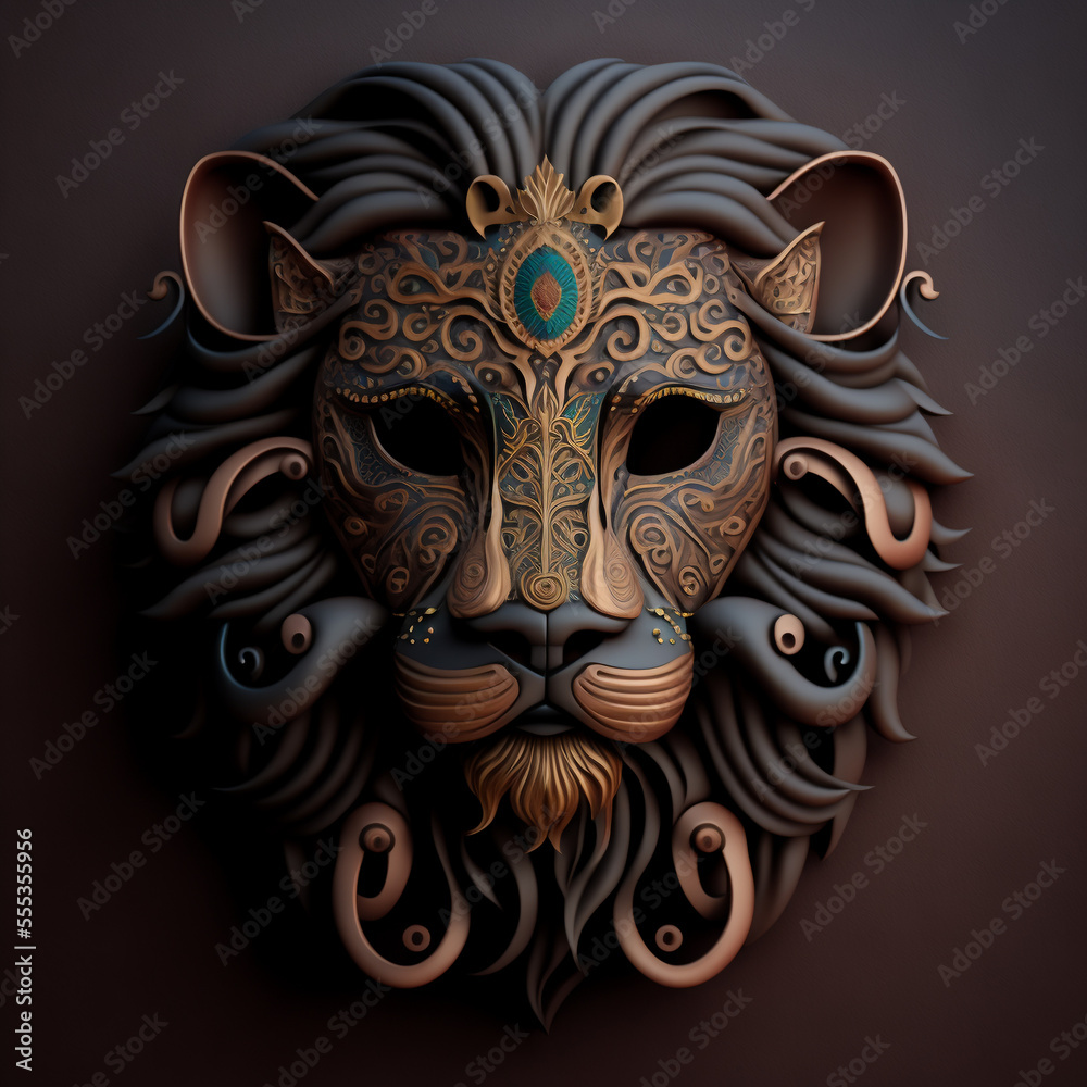 Lion Mask Full Face Mask - Generated by Generative AI Lion Mask Full Face Mask - Generated by Generative AI