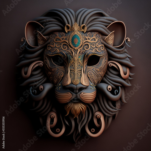 Lion Mask Full Face Mask - Generated by Generative AI