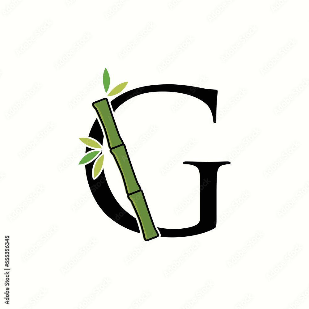 logo letter g with icon bamboo vector design Stock Vector | Adobe Stock