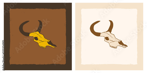 skull cow textured rough sketch