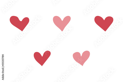 A set of hearts drawn by hand