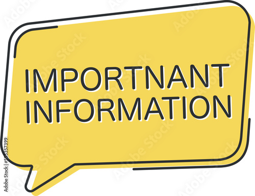 Important information comic speech bubble in pop art style. Comic speech. Dialog window. Yellow banner for sale.