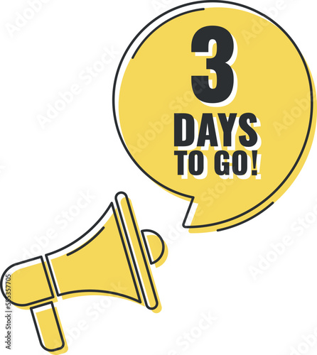 Number 3 of days left to go. Badge with, sale, landing page, banner.