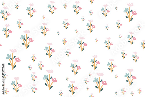 Beautiful seamless raster pattern with simple flowers. Background with decorative floral ornaments for textiles, wrappers, fabrics, clothing, covers, paper, printing, scrapbooking. soft color flower