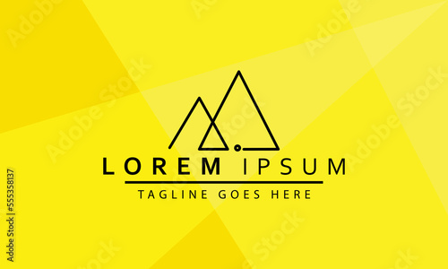 logo of mountain and sun views. Modern outline design illustration of a sun and mountain view on a lake. Vector art line icon template