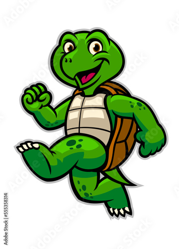 Funny Cute Cartoon Green Turtle Mascot