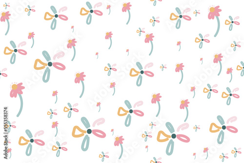 Cute botanical floral seamless patterns vector ornament design It is a pattern created by combining freehand. Create beautiful fabric patterns. Design for print. Using in the.