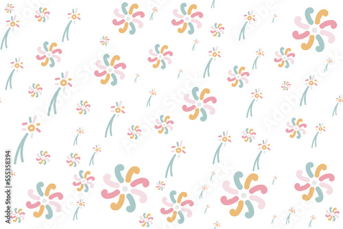 Cute botanical floral seamless patterns vector illustration design It is a pattern created by combining freehand. Create beautiful fabric patterns. Design for print. Using in the. © Mr.T