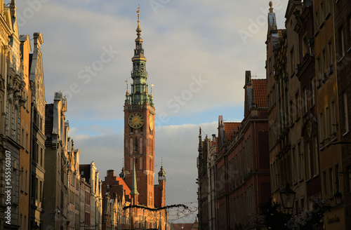 City hall clock tower in Gdańsk, Poland at sun dusk © Bartosz Szałaj