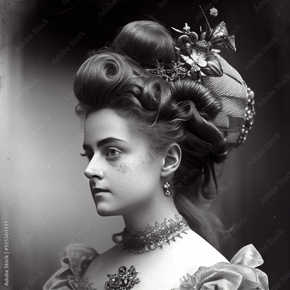 Victorian Era Hairstyles, Woman, AI Stock Illustration | Adobe Stock