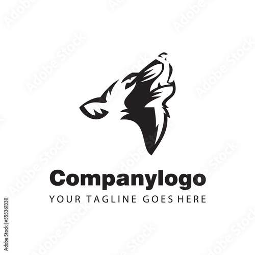 wolf silhouette for logo design template