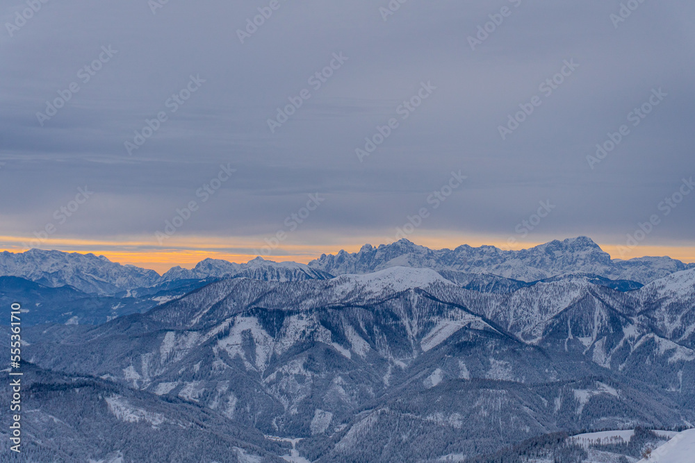snow covered mountains in Carinthia 