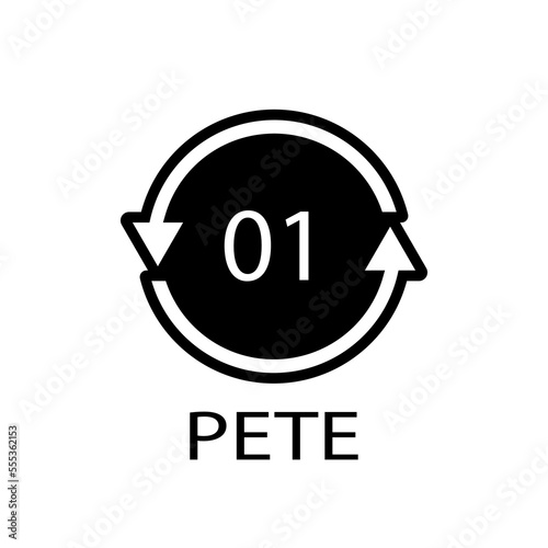 PETE 01 recycling code symbol. Plastic recycling vector polyethylene sign.