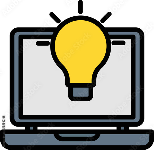 Thoughtful laptop Vector Icon
